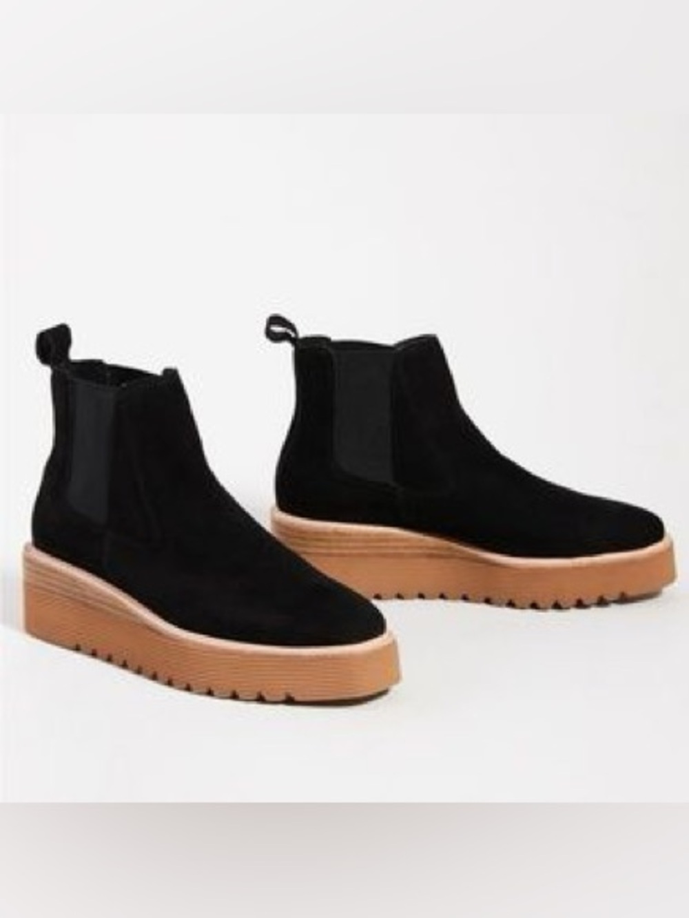 Anthropologie Silent D Uvika Chelsea Platform Leather Wedge Boots 41 LIKE NEW